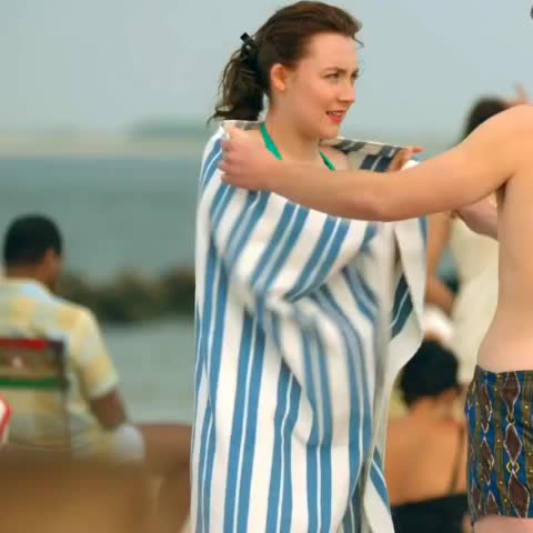 Saoirse Ronan teases you by stripping and then sees enormous bulge in your shorts