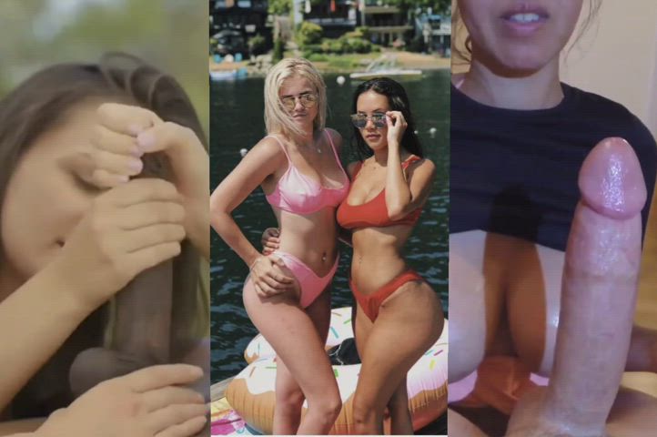 Bikini girls make the cum pour