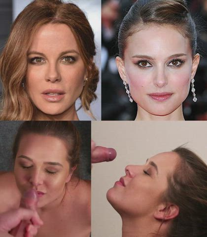Who's perfect face wyr cover with your massive 7-day cum load (Kate Beckinsale, Natalie