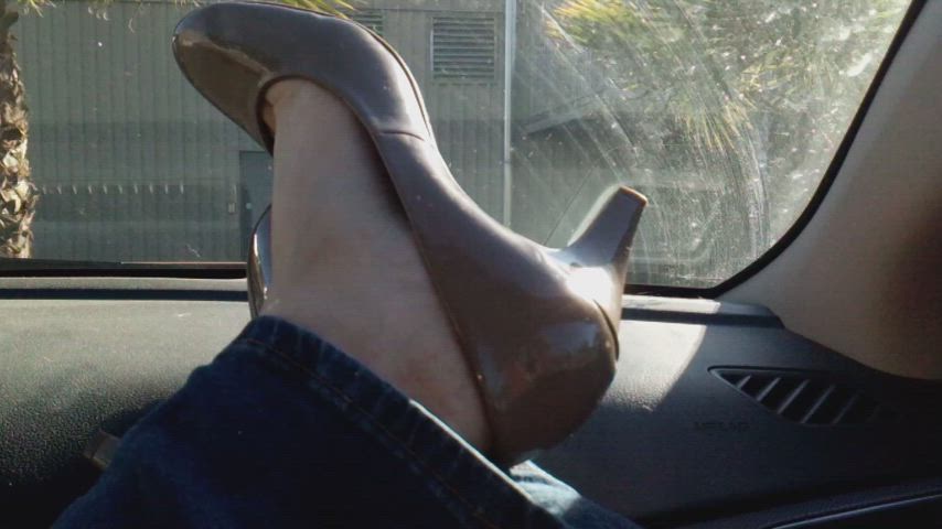 A little shoe play in the car while on lunch