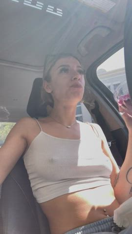 I enjoyed flashing my little tits for you in the parking lot while I ate my açaí