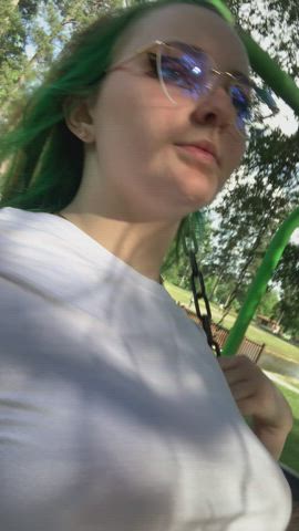 went swinging at the park, of course i had to flash a titty!