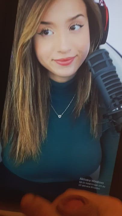 Pokimane taking a load to her pretty face