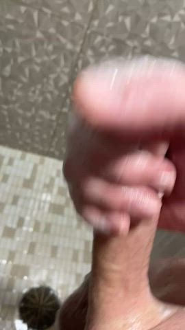 bwc big dick cock jerk off masturbating shaved shower soapy clip
