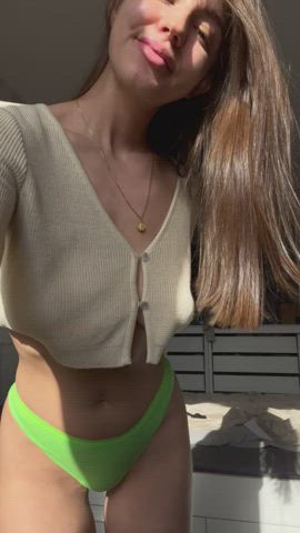 POV- we met in public and you saw my tits like this 🤪 your reaction?