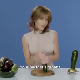 Gillian Anderson - Sex Education demonstration on an eggplant