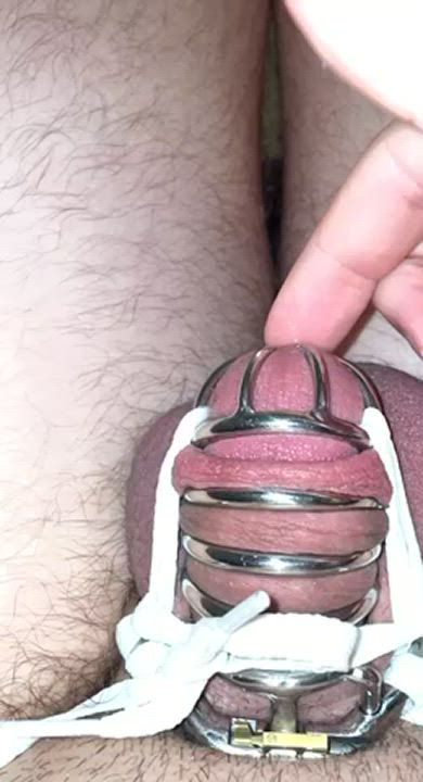 Tease me in the comments or dm to make my caged cock even more drippy😖😭