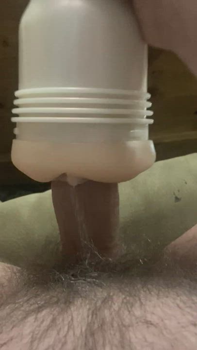 Watch my 23 year old cock fuck this flesh light while moaning
