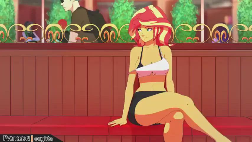 animation cute hentai nude public redhead stripping teen clip