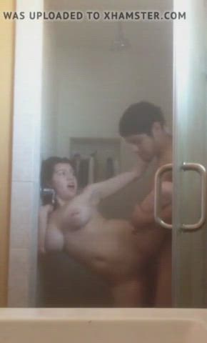 amateur big tits busty huge tits latina shower clip