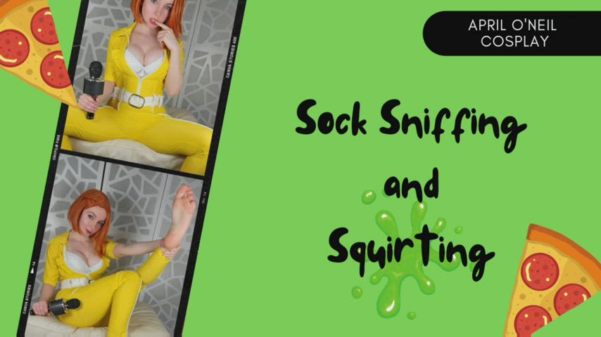 "April O'Neil Cosplay: Sock Sniffing and Squirting" is now available on