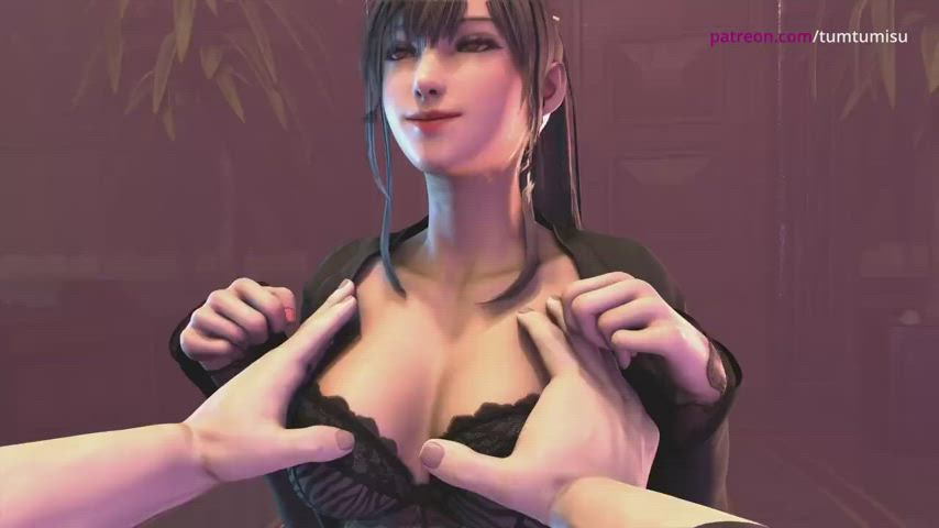 animation boobs cleavage groping clip