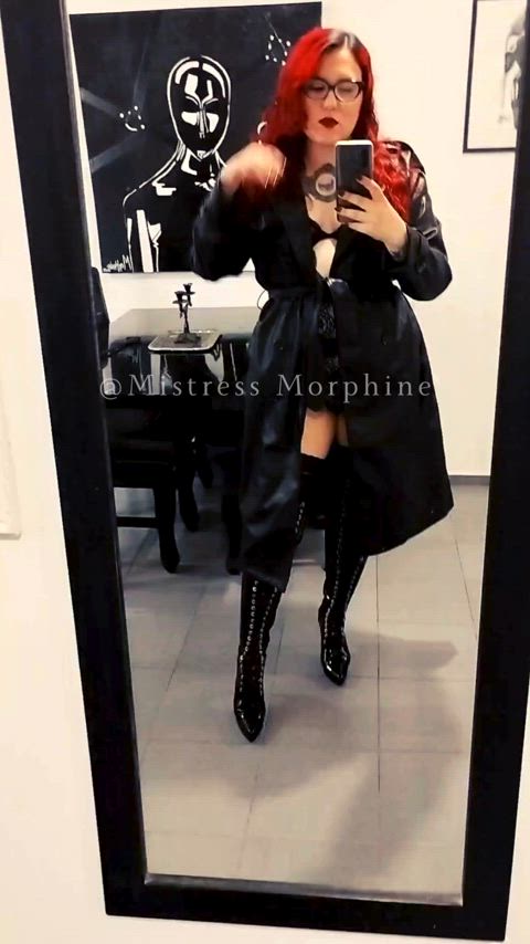 bdsm boots femdom leather lingerie mistress pale red hair sensual clip