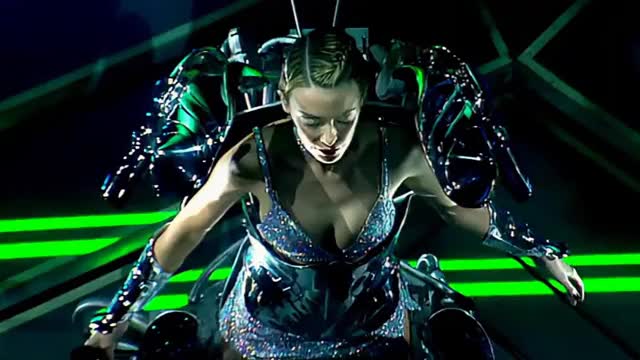 Kylie Minogue Australian Singer Downblouse Fever Manchester Concert  Boob Zoom Singing