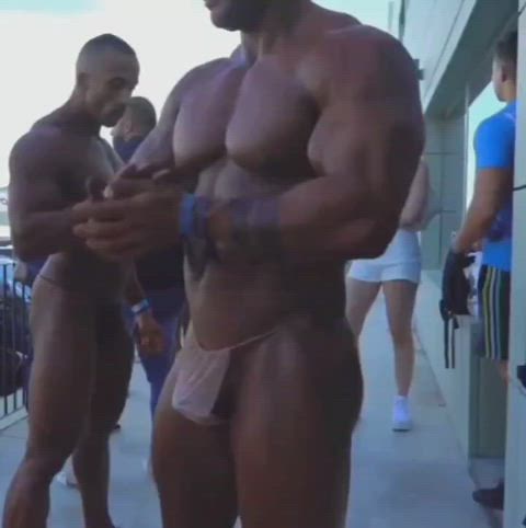 ass body bodybuilder bodysuit cock tanned clip