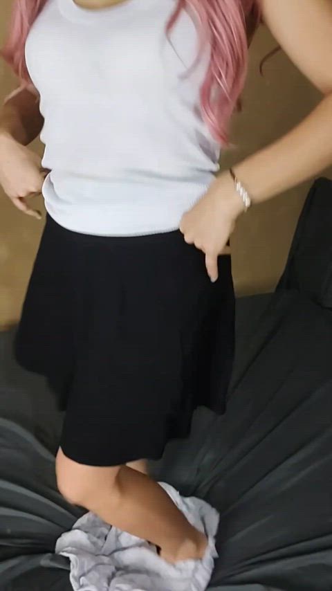 amateur latina milf petite pussy skirt solo undressing clip