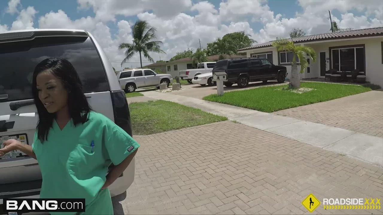 Roadside - Stacy gives her mechanic a blowjob in public