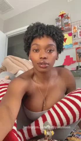 Big Tits Busty Ebony Flashing Slave clip