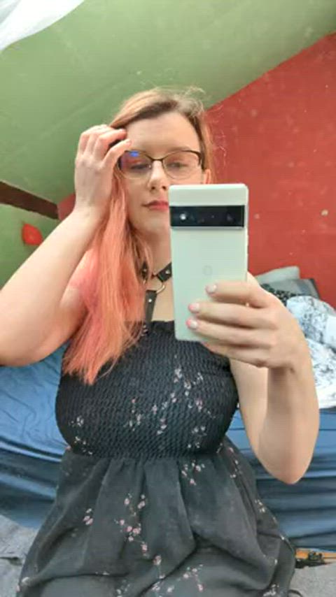 She was an amateur porn star with huge natural tits and glasses. She was a goth girl