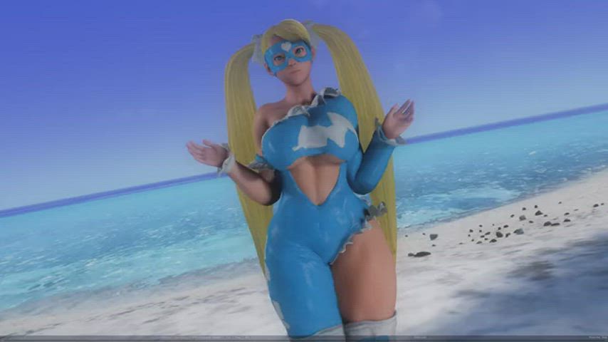 animation beach dancing superheroine clip