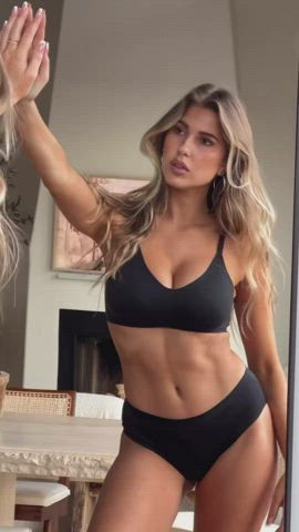 abs big tits blonde cleavage legs model natural tits underwear stomach clip