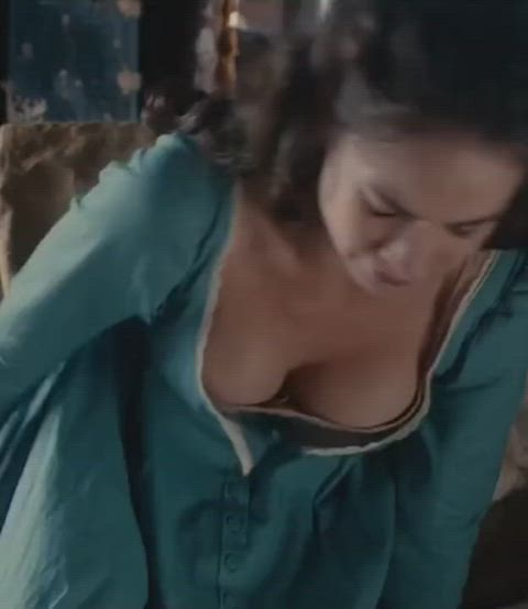 cleavage close up lily james clip