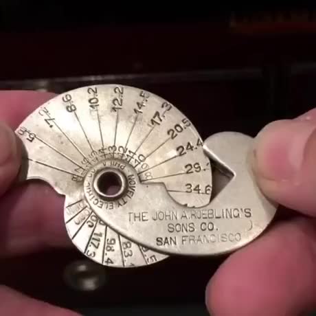 Roebling device used to calculate wire resistance per foot based on wire diameter