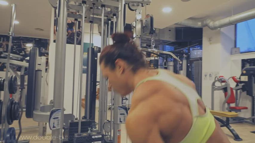 babe bodybuilder female fitness goddess gym muscular girl romanian workout clip