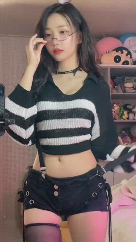 asian cute glasses korean model clip