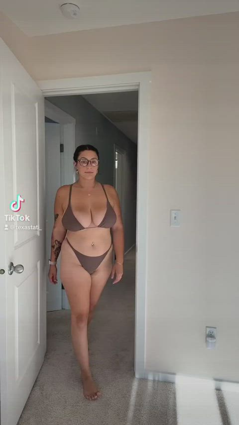 bikini body compilation huge tits jiggle milf natural tits non-nude tiktok vertical