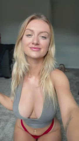 Blonde big natural tits
