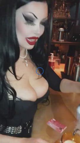 cleavage goth huge tits perky clip