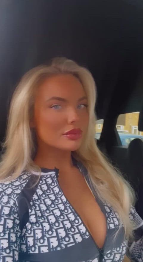 car cleavage cute fit nsfw solo tits clip