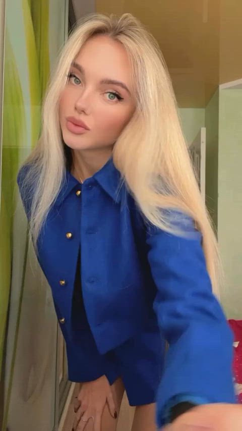 blonde long hair small tits tiktok clip