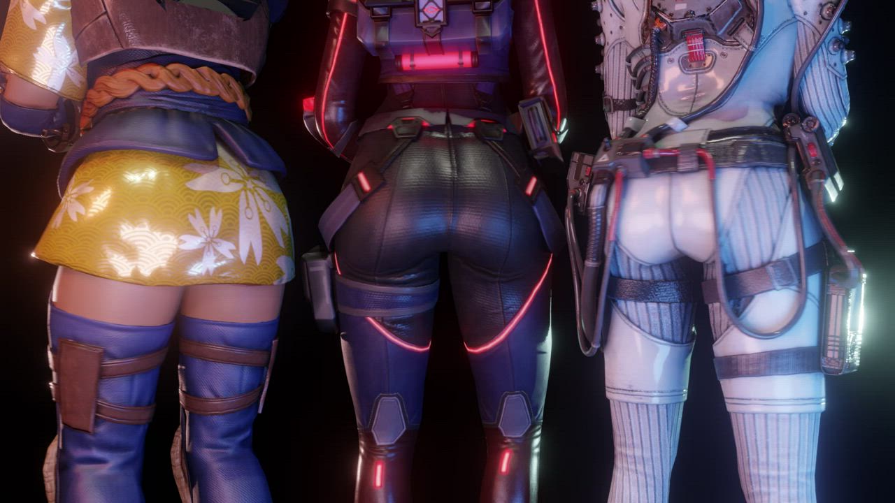Valkyrie, Loba and Wraith jiggling their butts [Apex Legends]
