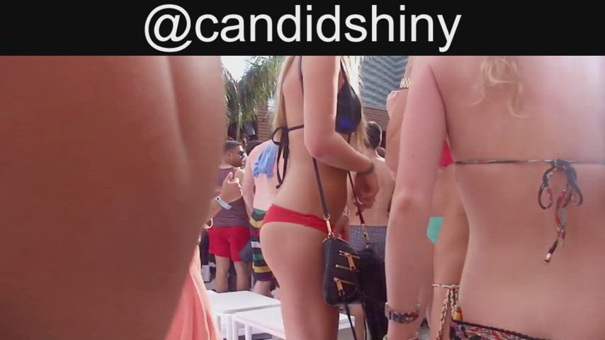 ass bikini booty candid group party swimsuit clip