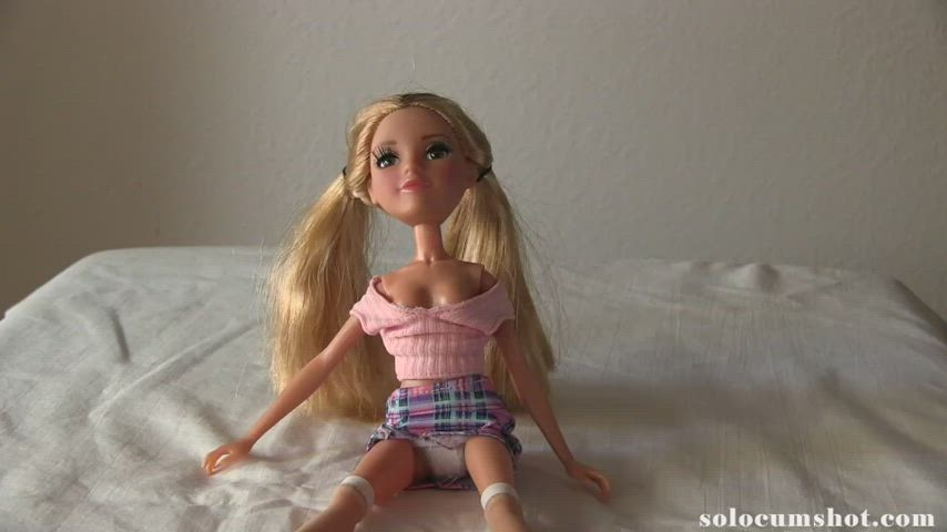 More cum on Adrienne doll