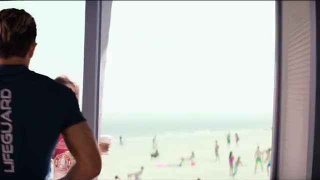 Alexandra Daddario - Baywatch - flirting with / kissing Zac Efron's character at