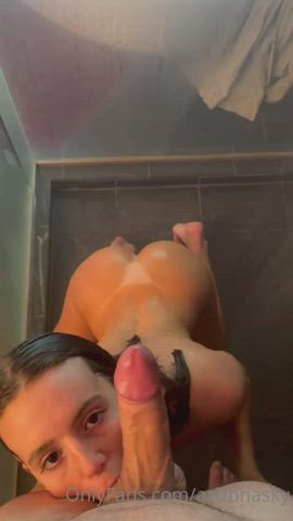 Cock and ball worship in the shower