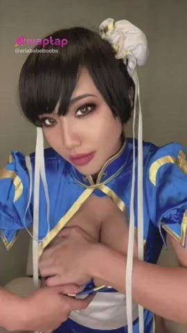 alt asian big tits boobs busty cosplay costume perky tiktok clip