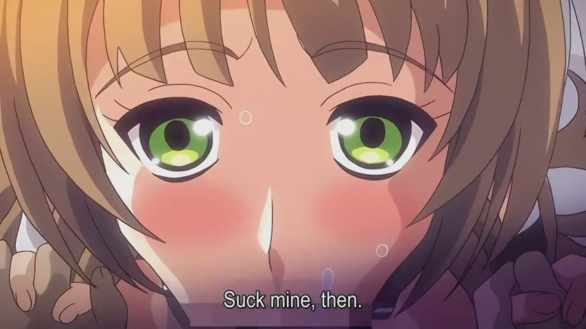 animation anime blowjob cum in mouth eye contact hentai pov schoolgirl clip