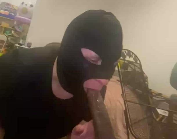 bbc cock worship deepthroat interracial mask oral spit submissive clip