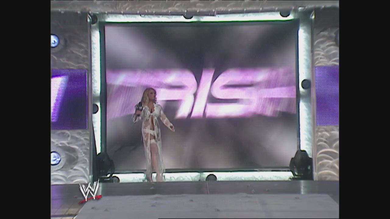 Trish in white lingerie [Lita/Kane wedding; RAW - August 23, 2004]