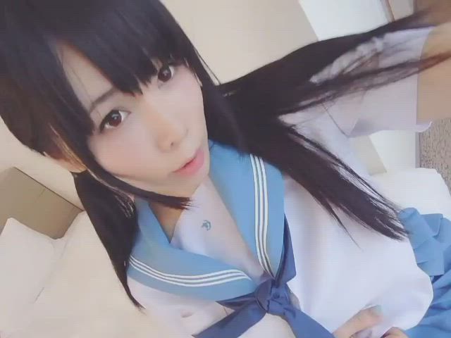 Hope you like my Japanese schoolgirl titty reveal 😘