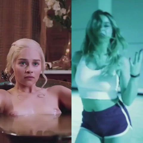 Would you rather suck on Emilia Clarke's tits and drink her milk or stick your tongue