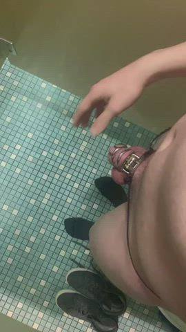 bathroom chastity exhibitionist gay twink clip