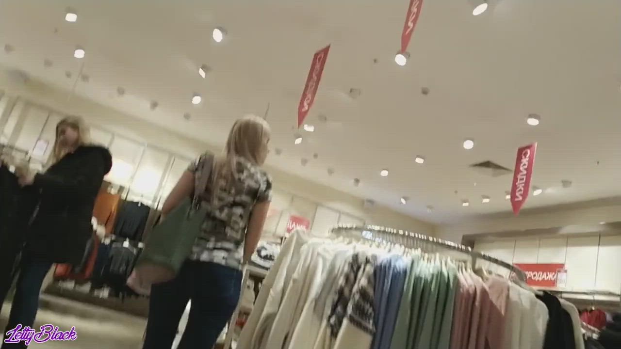 Couple gets caught in the fitting room [Letty Black]