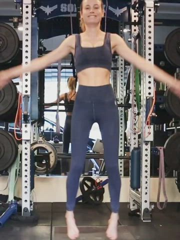 Brie Larson Busty Workout clip