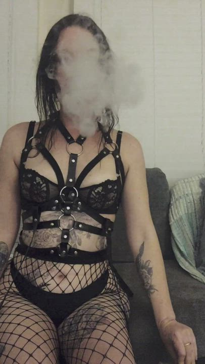 Fishnet Lingerie Smoking clip