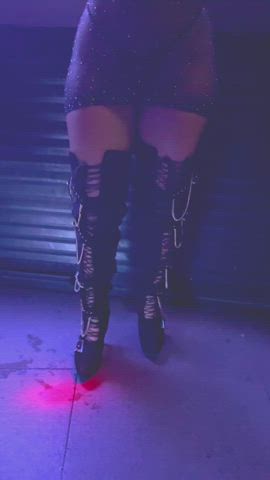 So slut with this knee high boot in one swing club